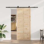 vidaXL Schuifdeur Naturel 100 x 208 cm Massief grenenhout, Verzenden, Nieuw