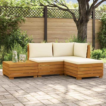 vidaXL 4 st Buiten bank set Massief Acacia Hout Bruin, Verzenden, Nieuw