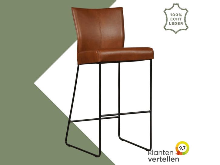 Leren barkruk Mate hoog, Maison & Meubles, Tabourets de bar, Enlèvement ou Envoi