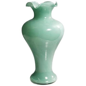 Dodo Vintage Vintage Murano Opalglas Vase In Jadegrün,, Maison & Meubles, Verzenden