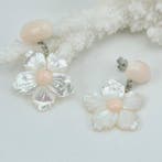 Koraal - Zilver - Oorbellen - Roze koraal en parelmoer