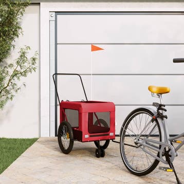 vidaXL Hondenfietstrailer oxford stof en ijzer rood en zwart, Verzenden, Nieuw
