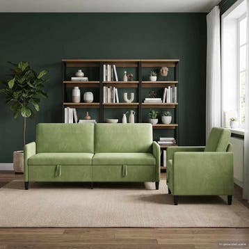 vidaXL Sofa Set Met Opslag 2 st Lichtgroen Polyester, Huis en Inrichting, Verzenden, Nieuw