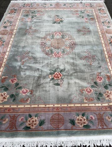 Aubusson China - GEREINIGD - handgeknoopt - wol - tapijt -