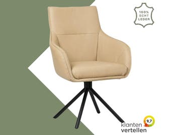 Leren draaibare eetkamerstoel Fancy - Toledo Kalahari, Nieuw, Leer, Ophalen of Verzenden, 90 cm of meer