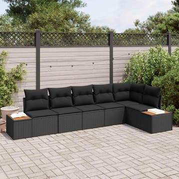 vidaXL Tuinbank Set 6 st 6-Aantal zitplaatsen Zwart, Verzenden, Nieuw