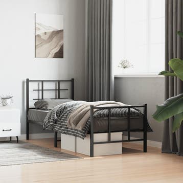 vidaXL Bedframe met hoofd- en voeteneinde metaal zwart, Verzenden, Nieuw