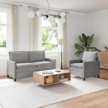 vidaXL bank / zetelstel 2 st Lichtgrijs Fluweel, Verzenden, Nieuw