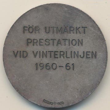 Zweden. Medal Artillery Cadet School 1960/1961 - Hallmarked, Gestempeld