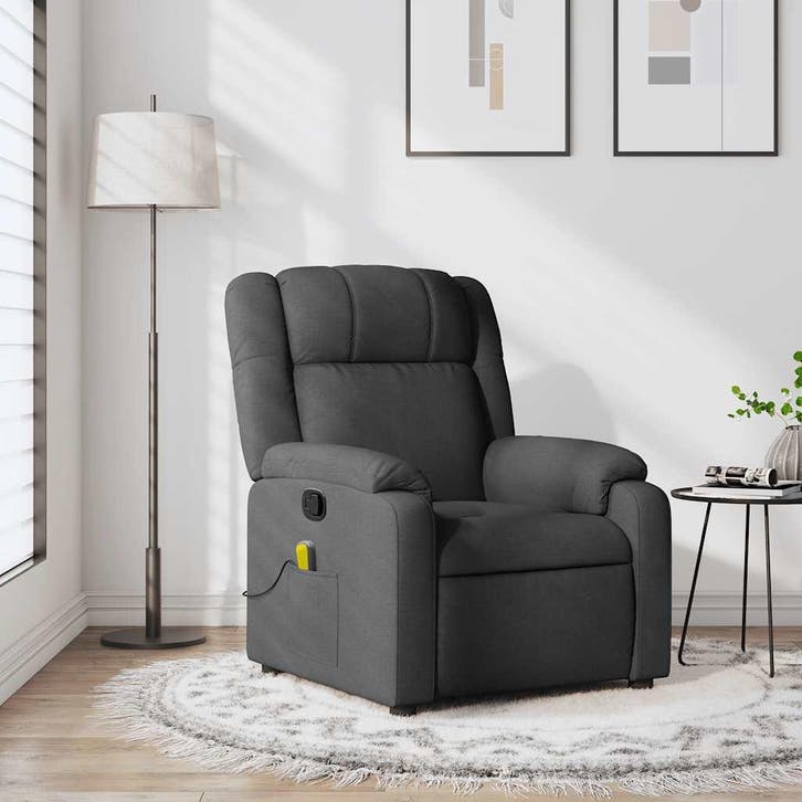 vidaXL Massagestoel in donkergrijze stof, Maison & Meubles, Fauteuils, Envoi
