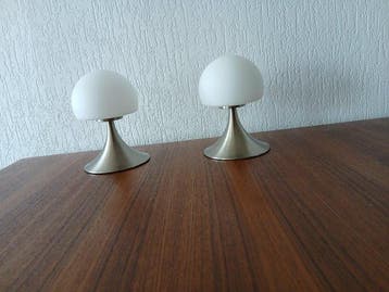 Set Mushroom Touch Lampen - Tafellamp (2) - Glas, Metaal