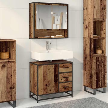 vidaXL Badkamermeubel Set 2 st Oud Hout 65 x 33 x 60 cm, Huis en Inrichting, Verzenden, Nieuw