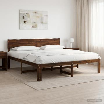 vidaXL Tweepersoonsbed met hoofdbord ROSTOCK Donkerbruin 180, Huis en Inrichting, Verzenden, Nieuw