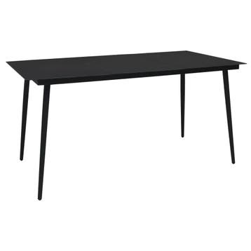 vidaXL Tuintafel 150x80x74 cm staal en glas zwart, Tuin en Terras, Verzenden, Nieuw