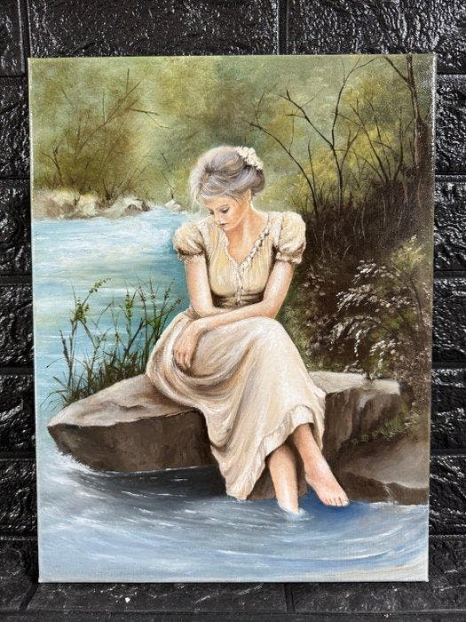 Italiaanse school (XX) - Sogno al Ruscello, Antiek en Kunst, Kunst | Schilderijen | Klassiek