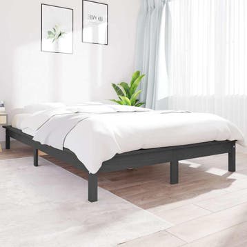 vidaXL Bedframe massief grenenhout grijs 160x200 cm, Verzenden