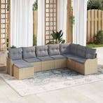 vidaXL Tuinbank Set 8 pcs Beige poly rattan, Verzenden, Nieuw