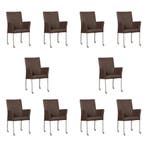 Set van 10 Leren eetkamerstoelen Comfort met wieltjes en, Ophalen of Verzenden, Nieuw, Leer, Eén