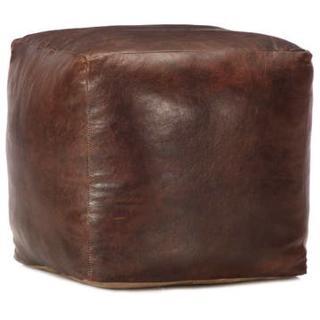 vidaXL Poef 40x40x40 cm echt geitenleer donkerbruin, Verzenden