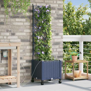 vidaXL Tuin Plantenbak met Irrigatie en Wielen Grijs 40 x 40, Verzenden, Nieuw