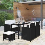 vidaXL 6-delige Tuinset met kussens poly rattan zwart, Verzenden, Nieuw, Tuinset