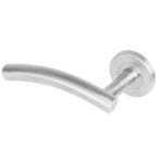 Intersteel enkele deurklink gebogen links op rond rozet rvs, Nieuw