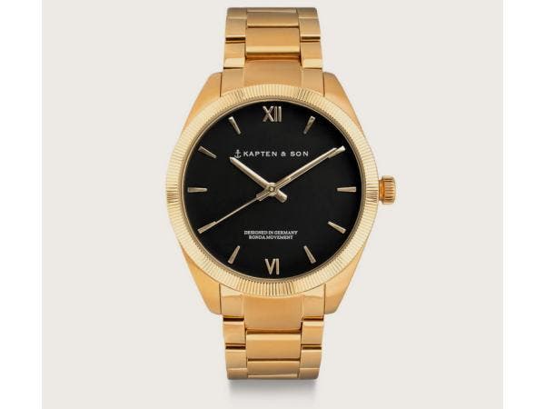 Veiling - Kapten en Son horloge Crush Gold Black Steel, Handtassen en Accessoires, Horloges | Heren
