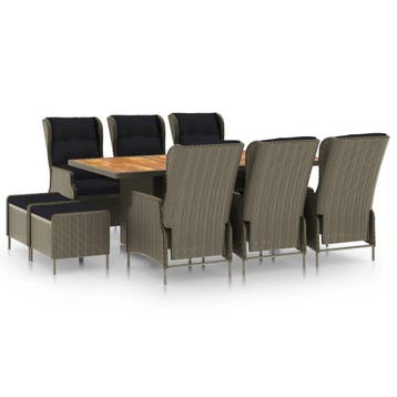 vidaXL 9-delige Tuinset met kussens poly rattan bruin, Verzenden, Nieuw, Tuinset