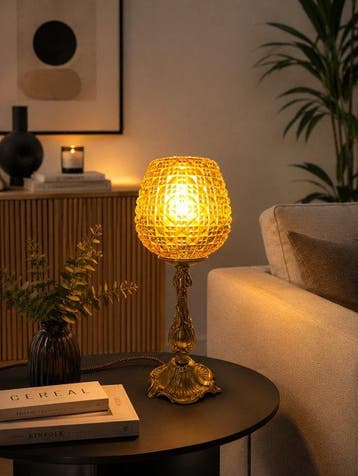 Tafellamp - Model Globe- Voet van echt brons - Globe van