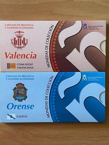 Spanje. 5 Euro 2012 Valencia + Orense (2 coins) Proof