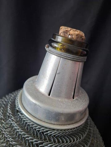 Pot - Glas, Metaal, Hout, Luik - Dame-Jeanne met gaas