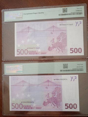 Union européenne - Autriche. - 2 x 500 Euro 2002 - Trichet, Postzegels en Munten, Bankbiljetten | Europa | Niet-Eurobiljetten