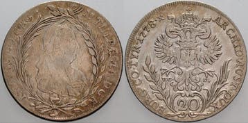 20 Kreuzer 1778 Vcs Hall Haus Habsburg Maria Theresia 174..., Verzenden, België