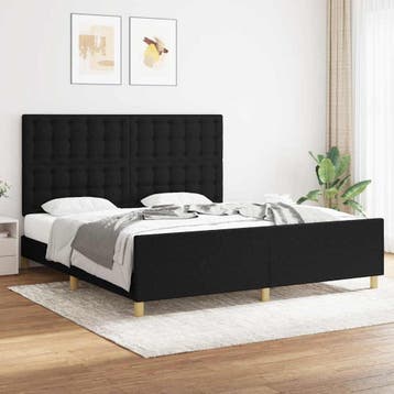 vidaXL Bedframe met hoofdeinde stof zwart 180x200 cm, Verzenden, Nieuw