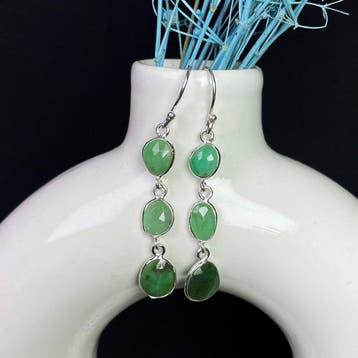 Émeraude verte naturelle à 100 % et argent sterling 925