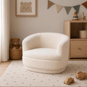 Fauteuil enfant en teddy - blanc - 45 x 42 x 36 cm, Verzenden, Neuf