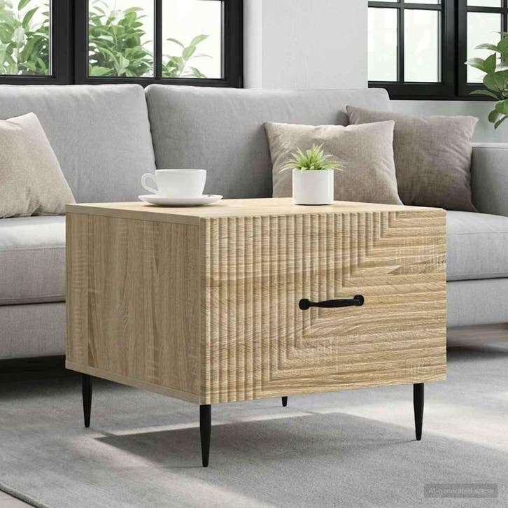vidaXL Salontafel met lade Sonoma Eiken 49 x 50 x 40 cm, Maison & Meubles, Tables | Tables de salon, Envoi