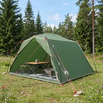 vidaXL Tunneltent 4-persoons Groen 185T Polyester met PU, Caravans en Kamperen, Tenten, Verzenden, Nieuw
