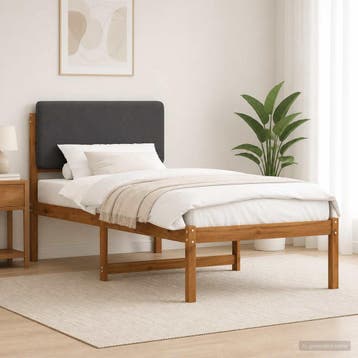 vidaXL Bedframe met gestoffeerd hoofdbord Naturel en, Verzenden