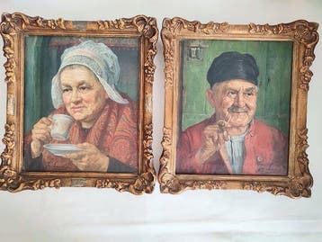 Jean Laenen (1881-1965) - Pendant van twee genreportretten