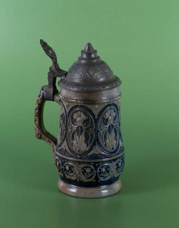 Art Nouveau - Chope de bière - Grès, Verre