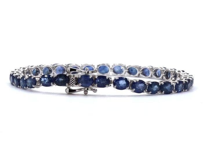 Armband - 14 karaat Witgoud - 14.30ct. tw. Saffier, Handtassen en Accessoires, Armbanden