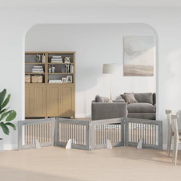 vidaXL Opvouwbaar hondenhekje met standaards 4 st Grijs, Animaux & Accessoires, Verzenden