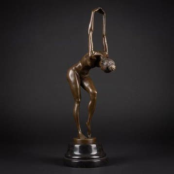 Statue, 58 cm! Dame aan het uitrekken 8 kg - 58 cm - Bronze