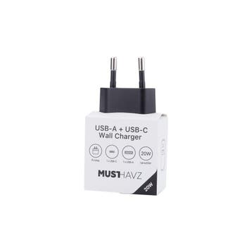 Musthavz USB-C Charger 20W, black, Audio, Tv en Foto, Opladers, Ophalen of Verzenden, Nieuw
