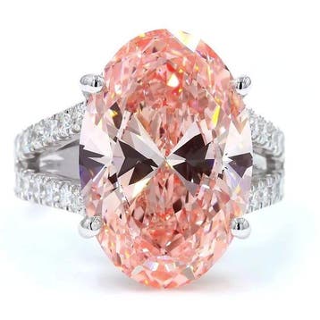 Ring - 18 karaat Witgoud - 11.04ct. tw. Roze Diamant (Fancy
