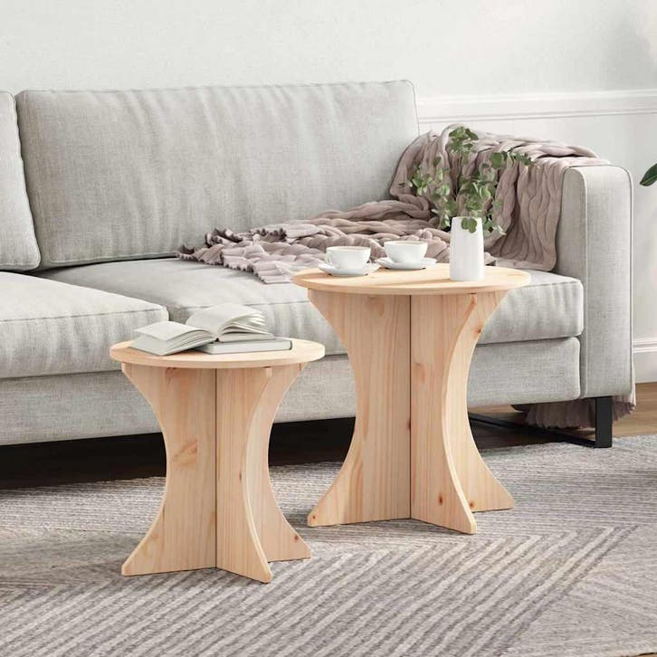 vidaXL Salontafel 2 st Naturel 46 x 46 x 47 cm Massief, Huis en Inrichting, Tafels | Salontafels, Nieuw, Verzenden