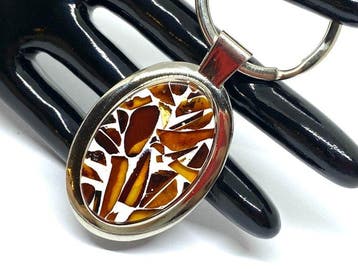 Elegant Baltisch Amber Sleutelhanger - Meerkleurige Mozaïek