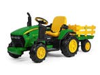 John Deere kinder tractor + aanhanger, 2 x 12 volt motoren m, Ophalen of Verzenden