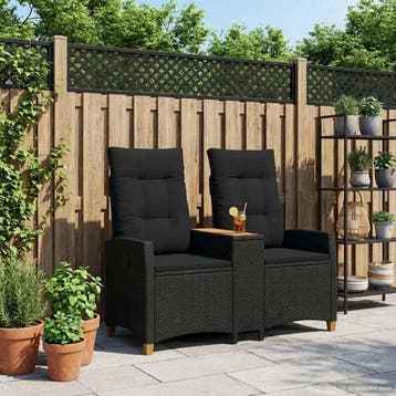 vidaXL Ligbank met Tafel 2 -Seater 126 x 65 x 112 cm poly, Tuin en Terras, Verzenden, Nieuw